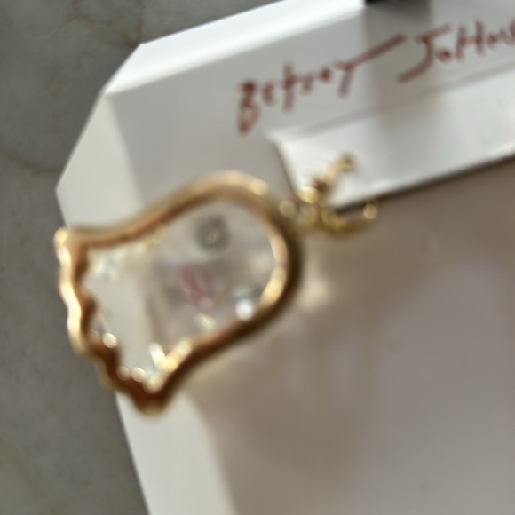 BETSEY JOHNSON Halloween Clear Beveled Gold-Trimmed Girly Ghost
Earrings NEW NWT - Picture 3 of 3